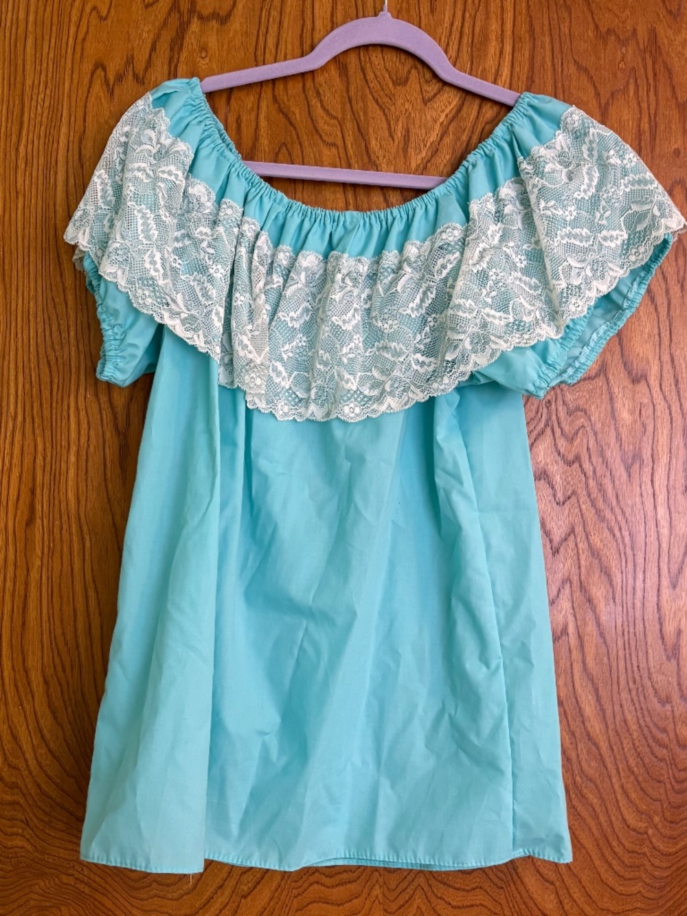 Turquoise Mexican blouse, size XS-S